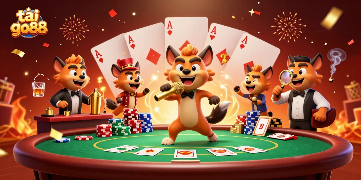 Experience the excitement of tai go88 in a vibrant cartoon casino scene full of action.