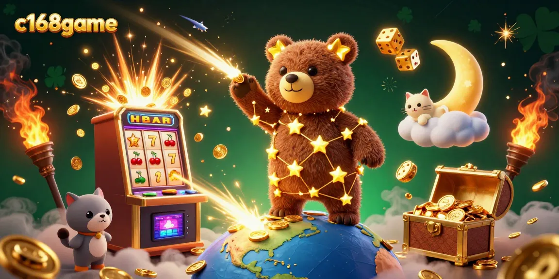 Experience thrilling jackpots at c168game with vibrant 3D casino creatures in a cosmic setting.