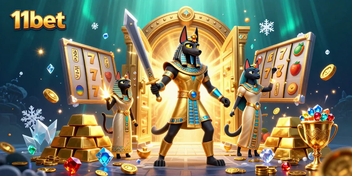 Play slots at 11bet surrounded by extravagant treasures and vibrant characters.
