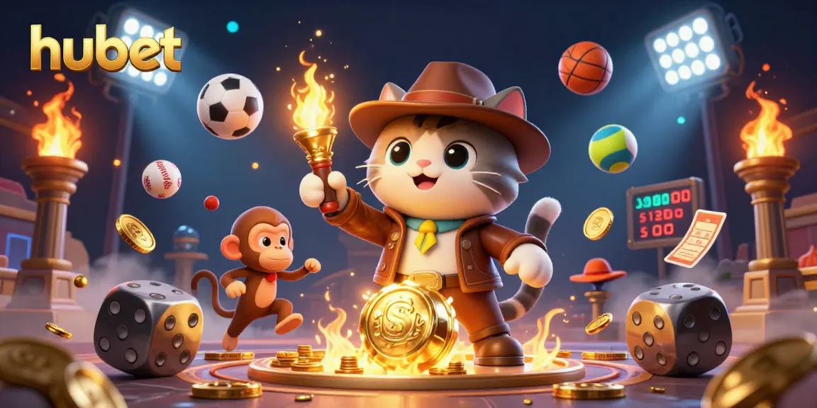 Explore hubet's vibrant world of sports betting through this dynamic casino-themed illustration.