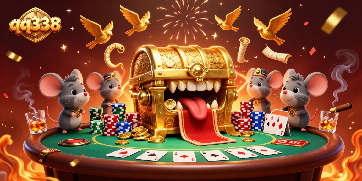 Engage with the thrilling casino experience at qq338, exploring rich poker gameplay amidst golden treasure.