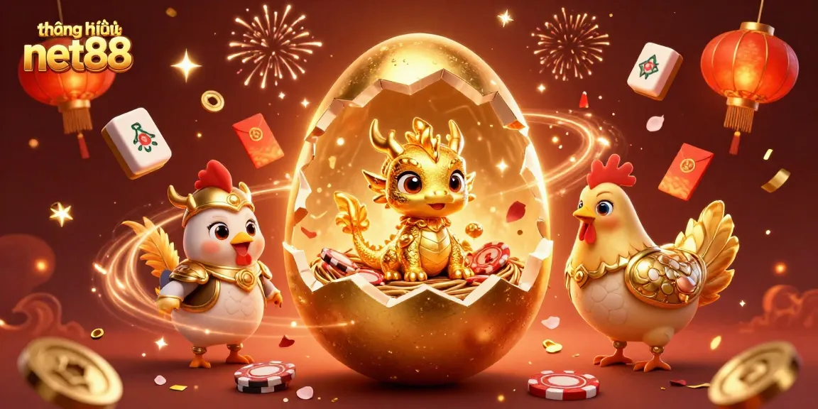 Experience the thrilling realm of thương hiệu net88 with a dazzling golden dragon and poker chips illustration.