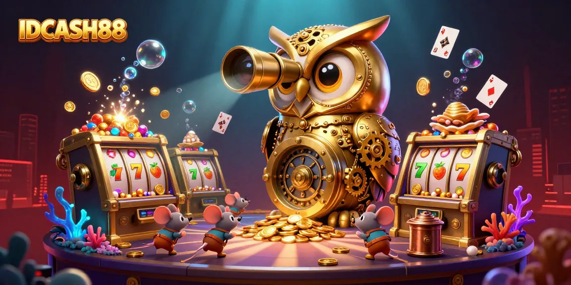 Spin and win with IDCASH88's mesmerizing slot machines amidst a vibrant casino scene.