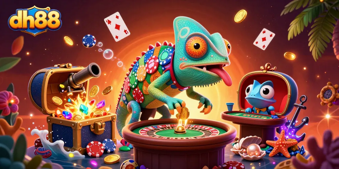 Bet big with dh88 as the colorful chameleon casino owner oversees exciting gambling action.