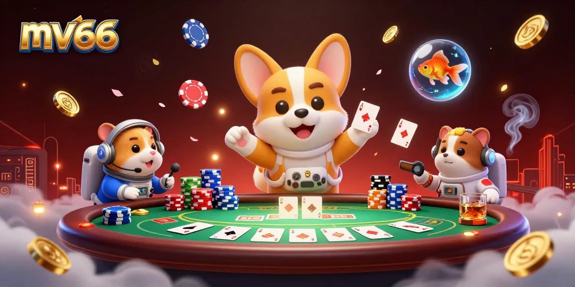 Experience thrilling gaming at mv66 with a lively space-themed casino scene featuring animated characters.