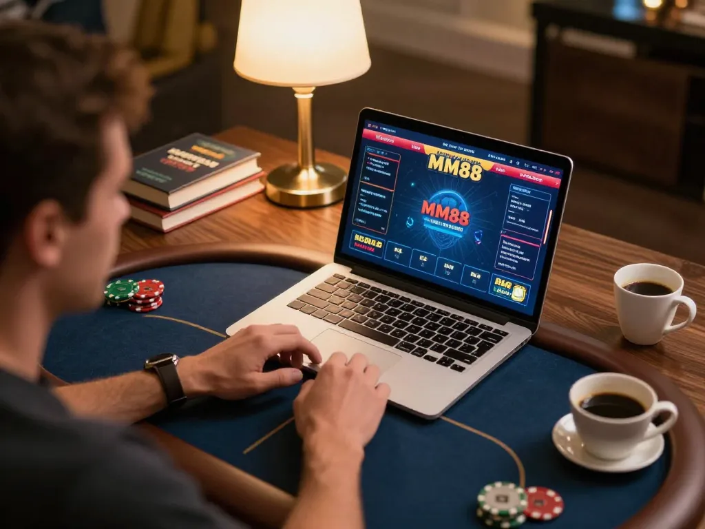 Players engaging in strategic MM88 poker performance at home, showcasing the vibrant online interface