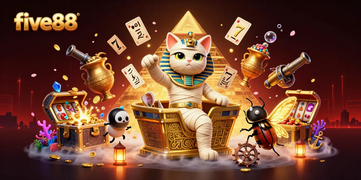 Experience thrilling games at five88’s vibrant casino illustrated with an Egyptian theme and rich details.