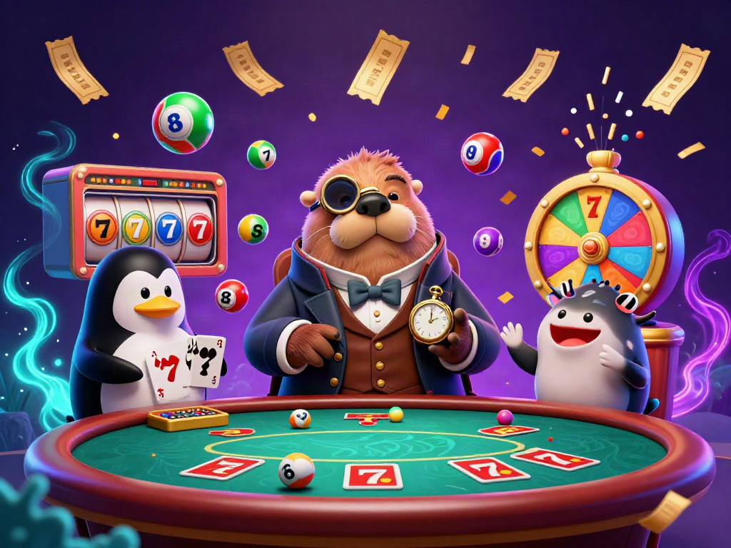 Engage with vibrant online slots real money scene featuring cartoon walrus and colorful game elements.