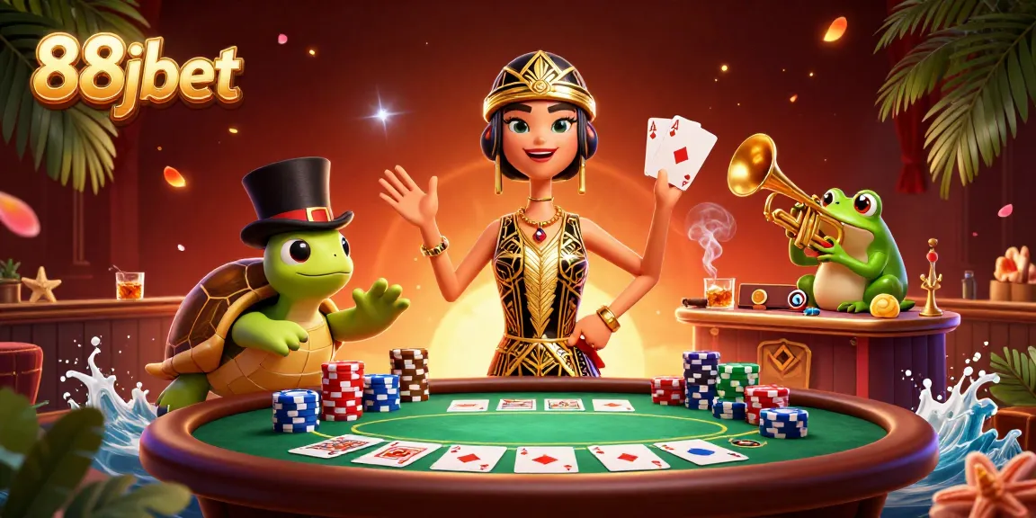 Experience the excitement of 88jbet at a vibrant speakeasy with poker action and dynamic characters.