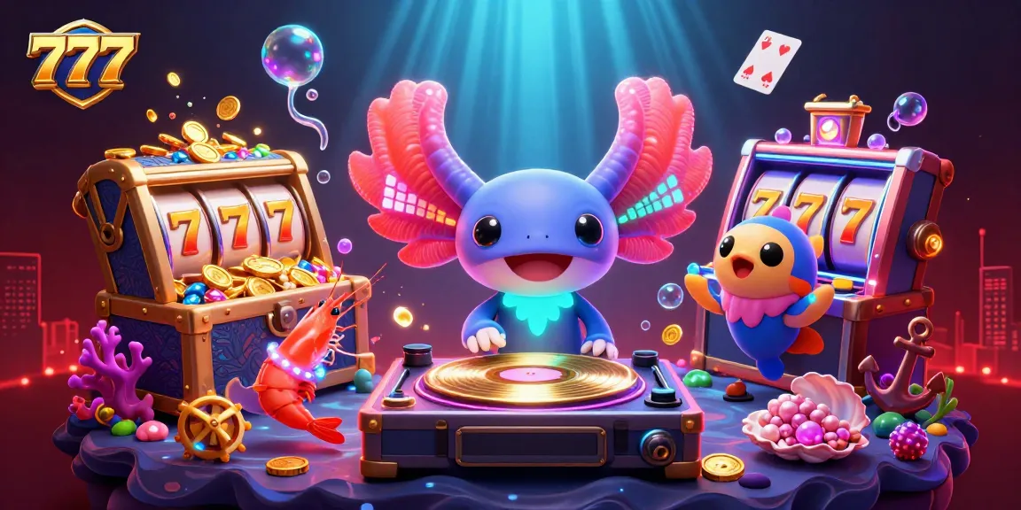 Experience the thrill of 777 slots with vibrant characters and gold coins in captivating underwater casino.