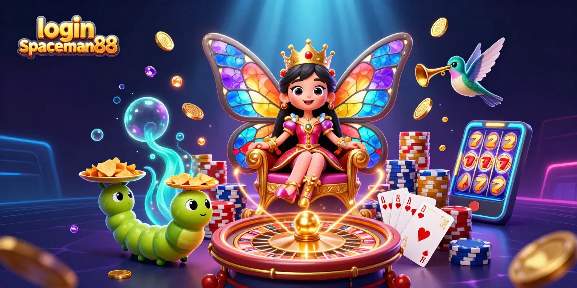 Engage in winning excitement with login spaceman88 depicted in a vibrant 3D casino scene.