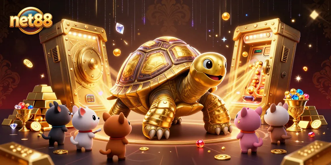 Experience thrilling gameplay at net88 with a vibrant illustration of a golden tortoise pinball machine!