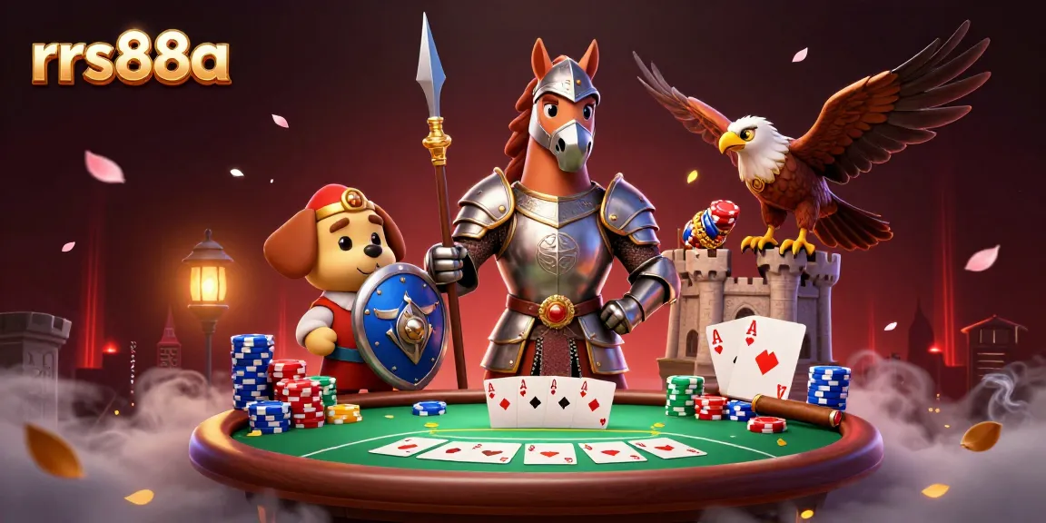 Engage with rrs88a in a dynamic 3D casino scene featuring colorful poker elements.
