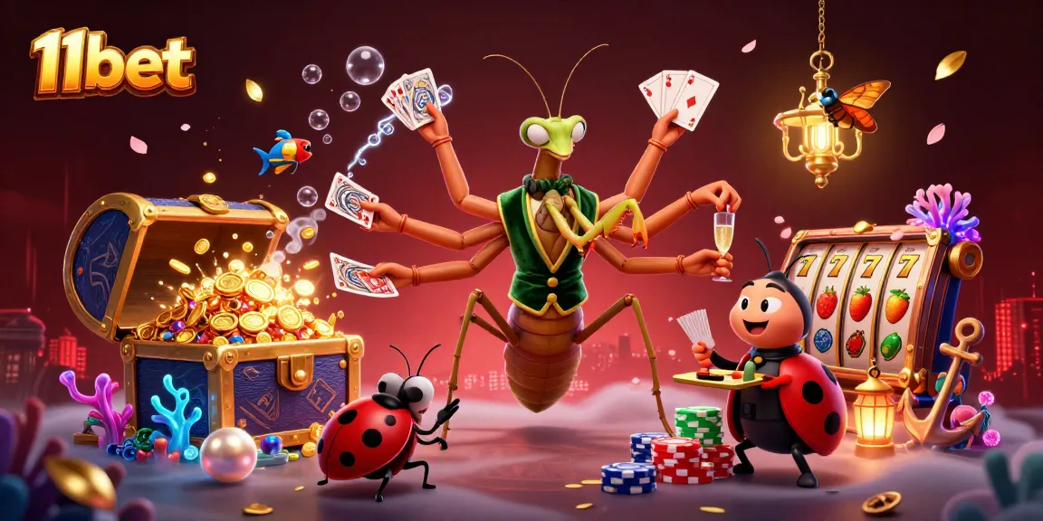 Engage with 11bet by exploring vibrant visuals of a dynamic casino scene.