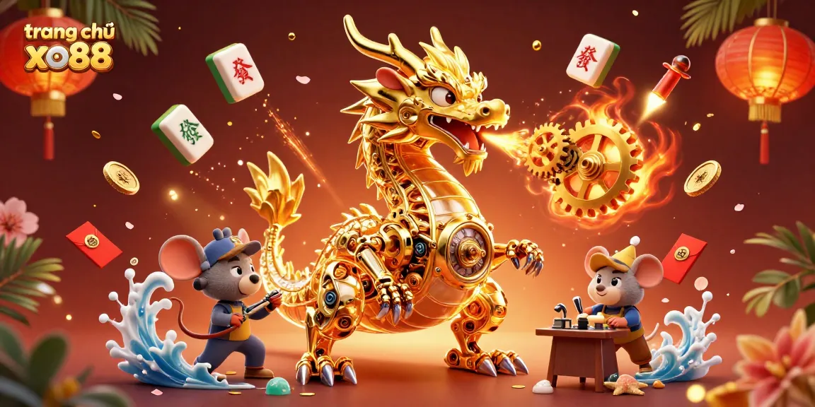 Engage in thrilling casino adventures with trang chủ xo88, featuring a golden dragon and festive elements.