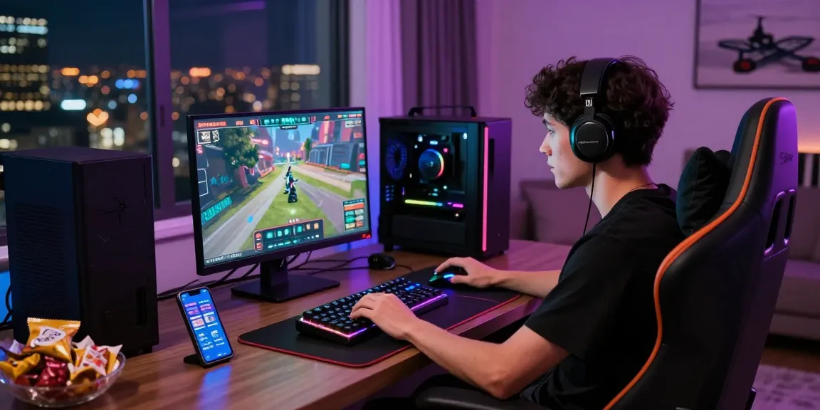 Ilustrasi cara login LUXURY777 dengan suasana bermain game di rumah yang mewah.