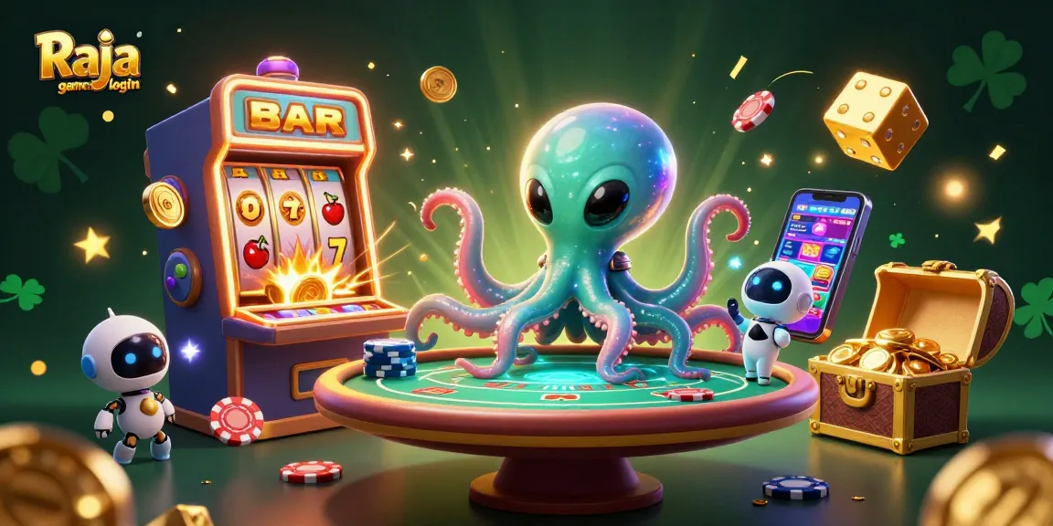 Play with vibrant jackpot elements and colorful themes at Raja game login with an energetic 3D illustration.