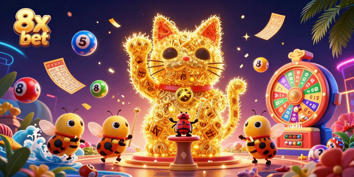 Experience thrilling gameplay at 8x bet with a dynamic scene featuring a lucky cat in a vibrant casino atmosphere.