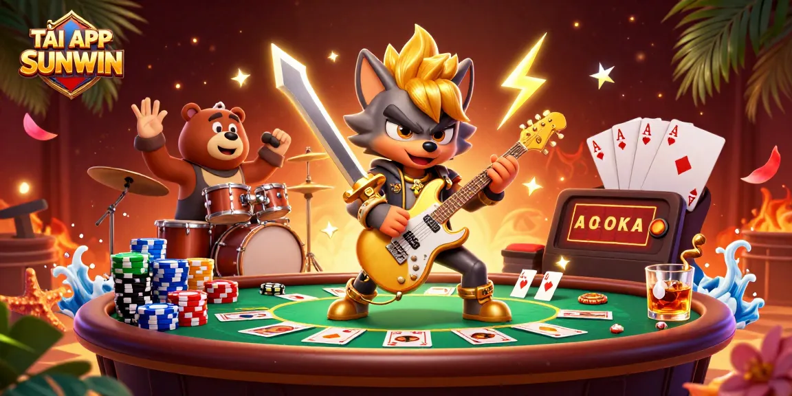 TẢI APP SUNWIN to join the excitement of this vibrant casino scene with a rock star wolf.
