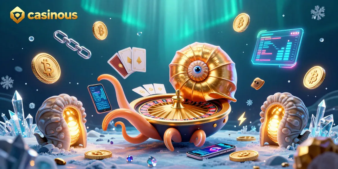 Win big with casinous at the roulette wheel, surrounded by vibrant crypto elements.